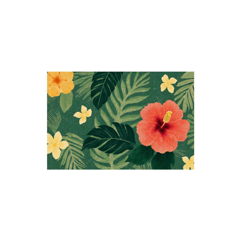 Bay Isle Home™ Tropical Floral Hibiscus Doormat,24 x 36, for Front